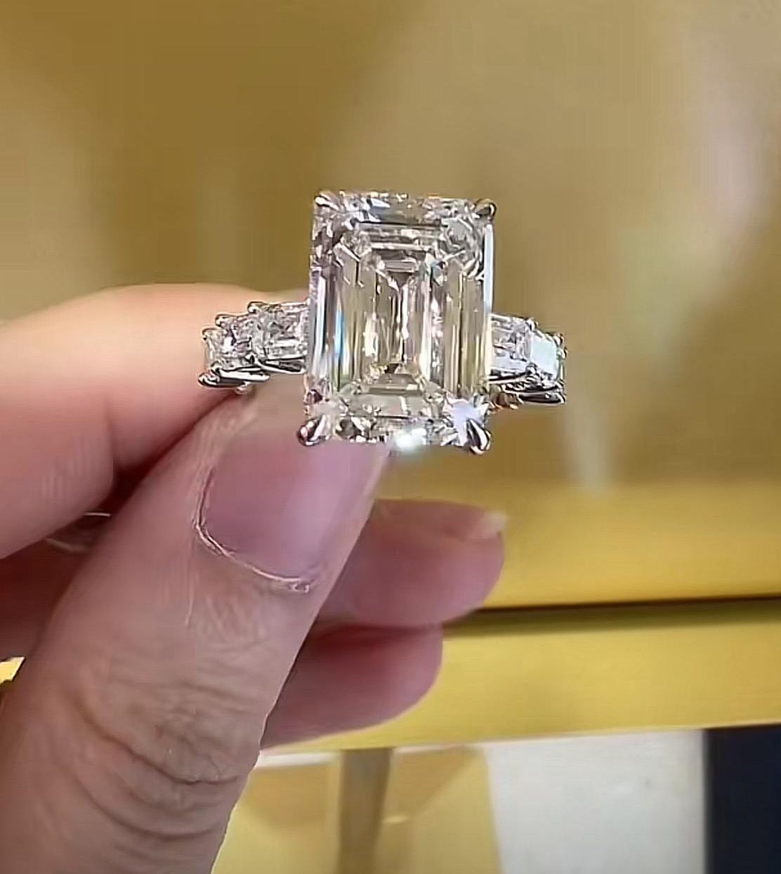 2nd DEPOSIT $500 update styles 5ct E VS1 cushion with 1.6 ct side cushions D VVS 10K SIZE 6.5
