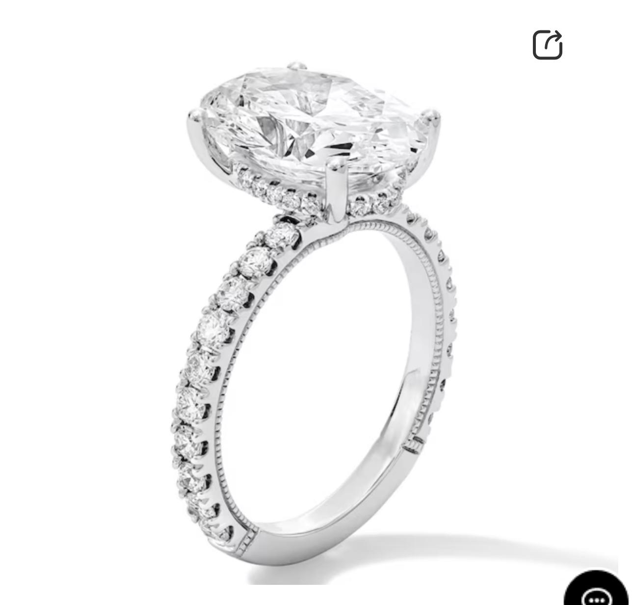 TIKTOK LIVESTREAM 14K 3CT Lab Oval E VVS Solitaire ring 4-prong paved band with hidden halo not high