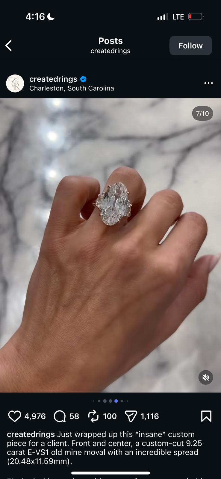 Tiktok Livestream Lab Grown Diamond Ring, 18K two- tone 8ct central stone, 2.06tcw