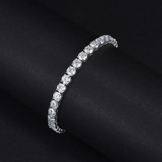 5mm 4-Prong Moissanite Bracelet D VVS1 Tennis Chain Silver Chain 925 Sterling Silver 6''6.5''7''7.5''8''8.5''9 inch, Passes Diamond Tester