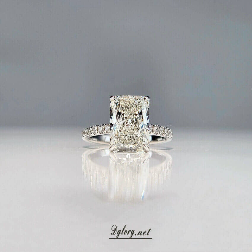 Lab Grown Diamond Engagement Ring, 14K White Gold, 4 CT, F VS1, Radiant Cut, IGI , Lab Created Radiant Ring, Engagement, Side Hidden Halo (ST 0005)