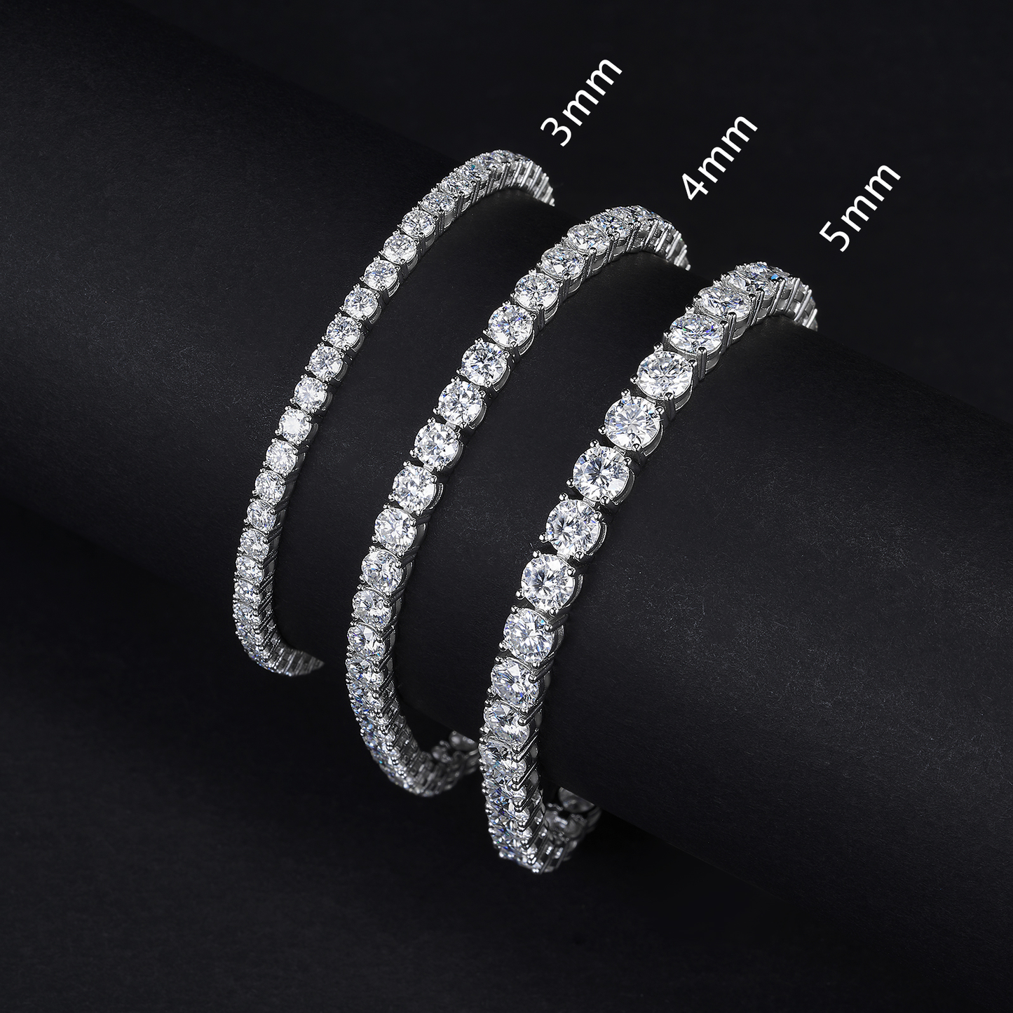 4-Prong Moissanite Bracelet D VVS1 Tennis Chain 3mm 4mm 5mm 925 Sterling Silver 6''6.5''7''7.5''8''8.5''9 inch Passes Diamond Tester