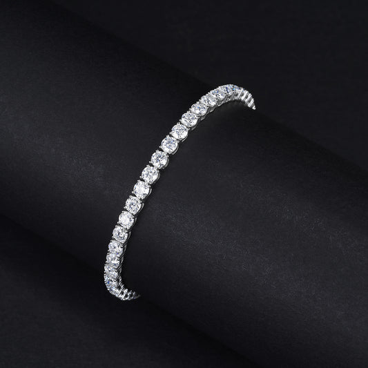 4mm 4-Prong Bracelet Moissanite D VVS1 Tennis Chain 925Sterling Silver 6"6.5"7"7.5"8"8.5"9"inch Iced Prong Handset,Passes Diamond Tester