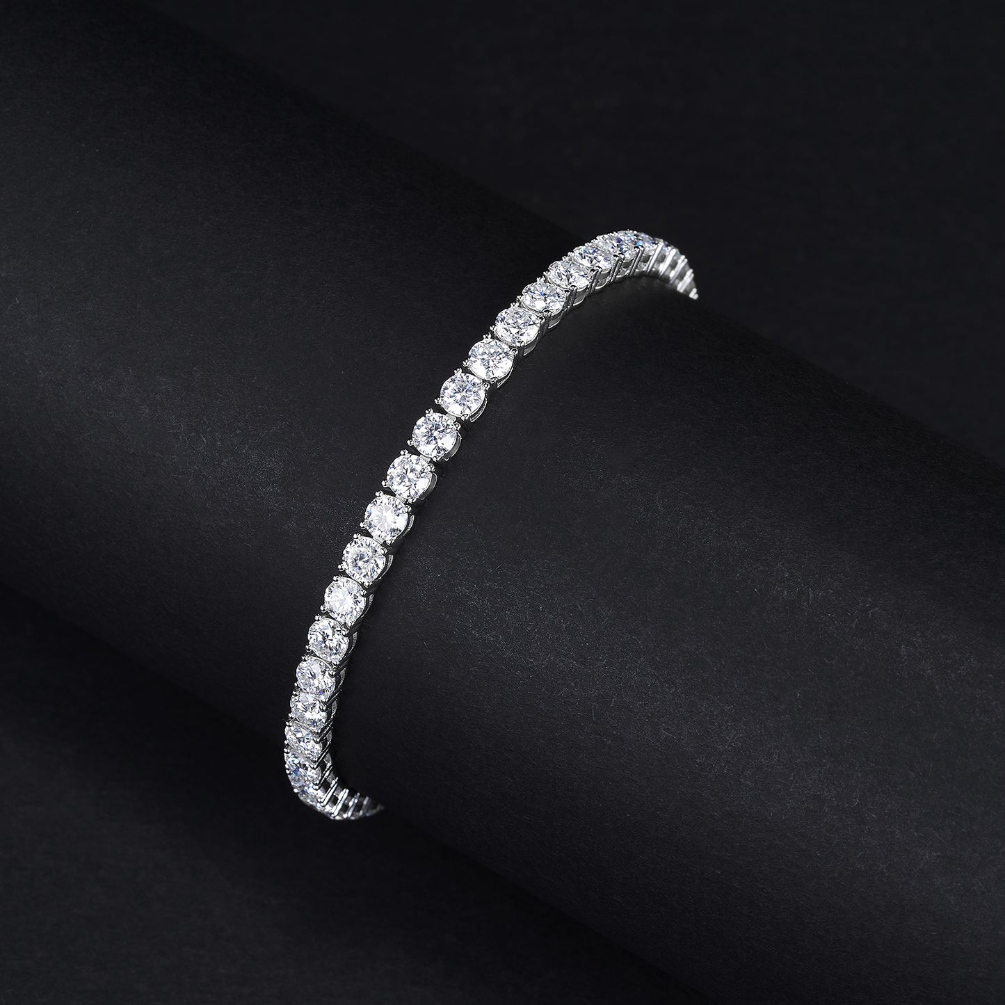 4-Prong Moissanite Bracelet D VVS1 Tennis Chain 3mm 4mm 5mm 925 Sterling Silver 6''6.5''7''7.5''8''8.5''9 inch Passes Diamond Tester