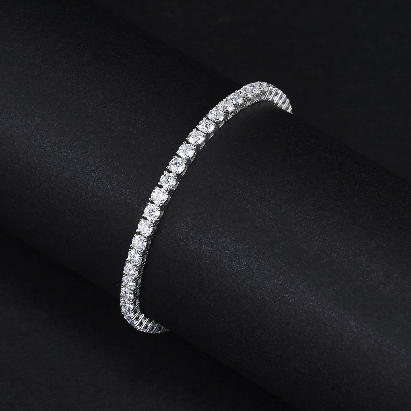 3mm 4-Prong Moissanite Bracelet D VVS1 Tennis Chain Silver Chain 925 Sterling Silver 6''6.5''7''7.5''8''8.5''9 inch, Passes Diamond Tester