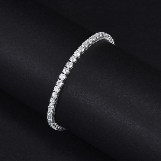 3mm 4-Prong Moissanite Bracelet D VVS1 Tennis Chain Silver Chain 925 Sterling Silver 6''6.5''7''7.5''8''8.5''9 inch, Passes Diamond Tester