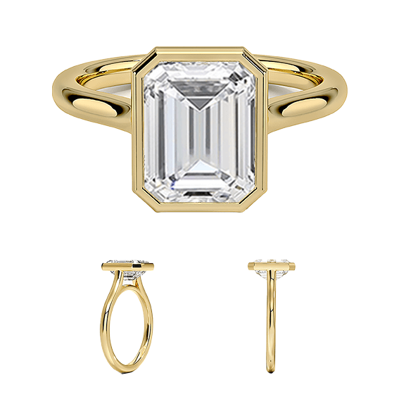 14k 2.7ct Emerald Bezel Setting Engagement Ring Lab Diamond (EM 4180)
