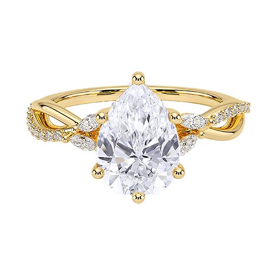 Luxe Willow Twisted Band Six ProngS 2ct E VVS2 Pear Cut Water Drop Lab Diamond Engagement ring(PE 6121)