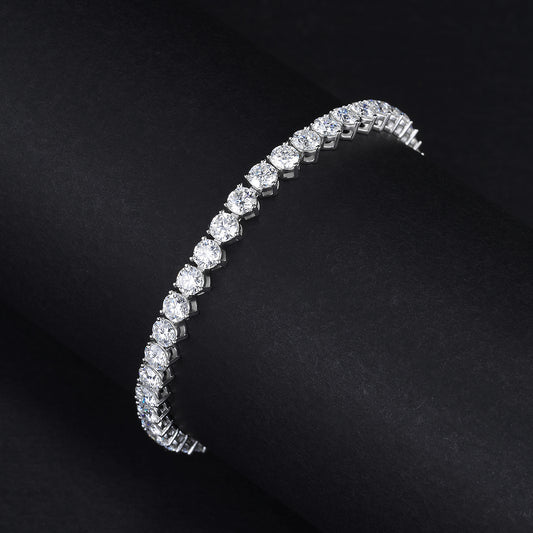 3-Prong Moissanite Bracelet D VVS1 Tennis Chain 3mm 4mm 5mm 925 Sterling Silver 6''6.5''7''7.5''8''8.5''9 inch Passes Diamond Tester