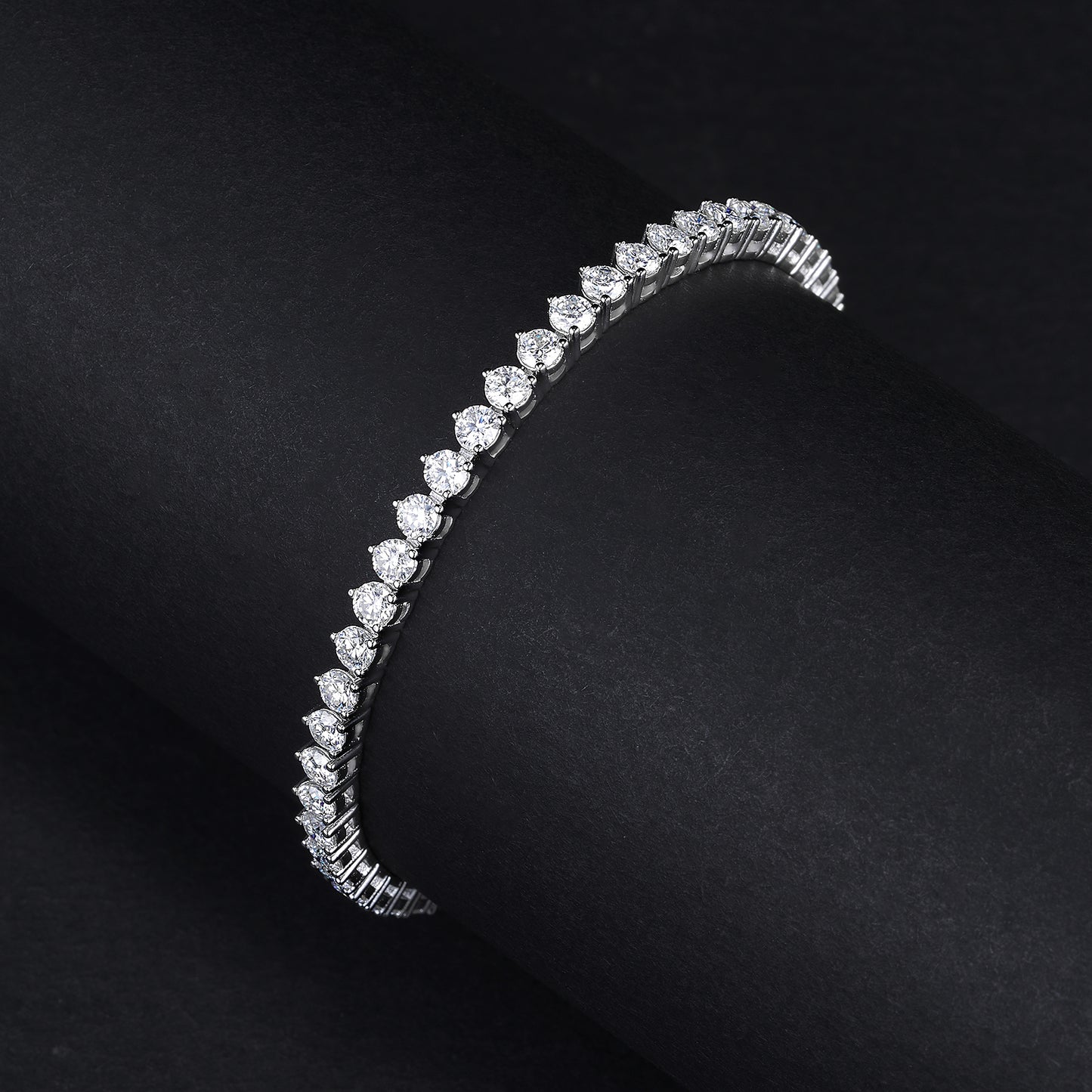 3mm 3-Prong Moissanite Bracelet D VVS1 Tennis Chain 3mm Silver Chain925 Sterling Silver 6''6.5''7''7.5''8''8.5''9 inch Passes Diamond Tester