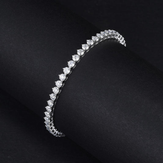 3mm 3-Prong Moissanite Bracelet D VVS1 Tennis Chain 3mm Silver Chain925 Sterling Silver 6''6.5''7''7.5''8''8.5''9 inch Passes Diamond Tester