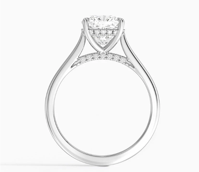 3.07ct Cushion E VVS2 Lab Diamond Engagement Ring, 14K Gold, VS1 Clarity