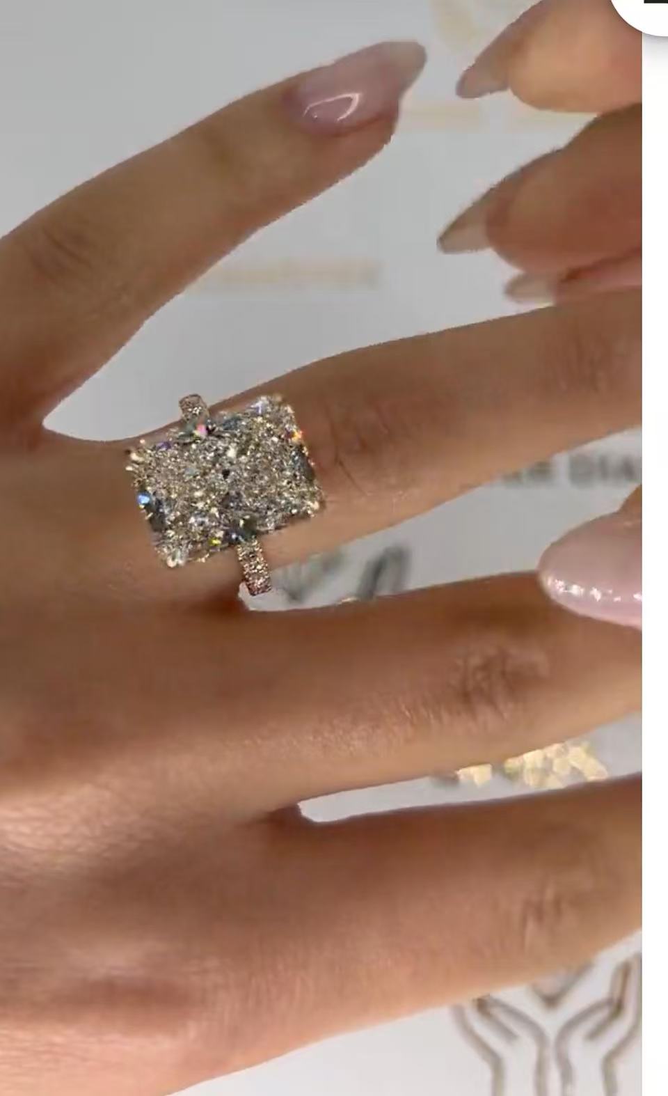 A 50% Deposit link TIKTOK LIVESTREAM 18k solid white gold 7ct Radiant cut Hidden halo paved band as picture D VVS1 Clarity