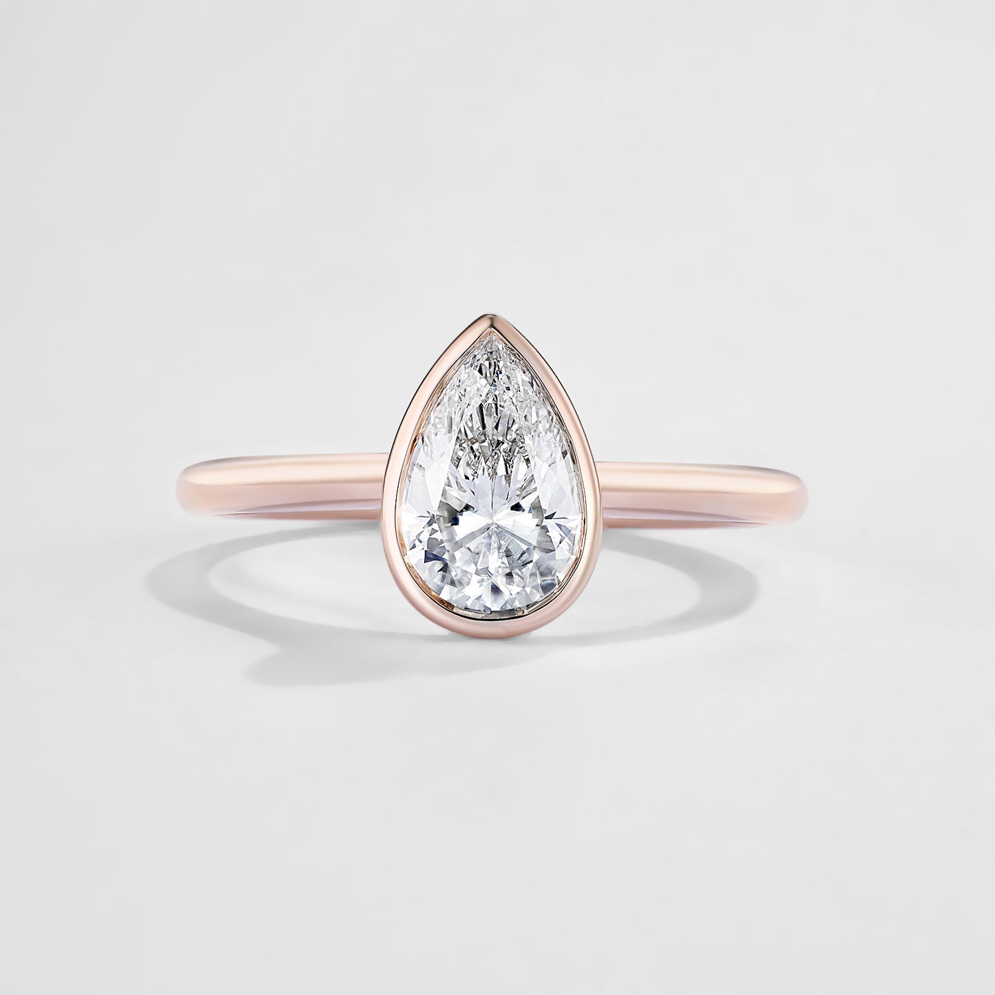 Bezel Setting Lab Diamond Pear Cut 1.2ct D VVS2 Water Drop Shape 14K Engagement Ring(PE 5018)