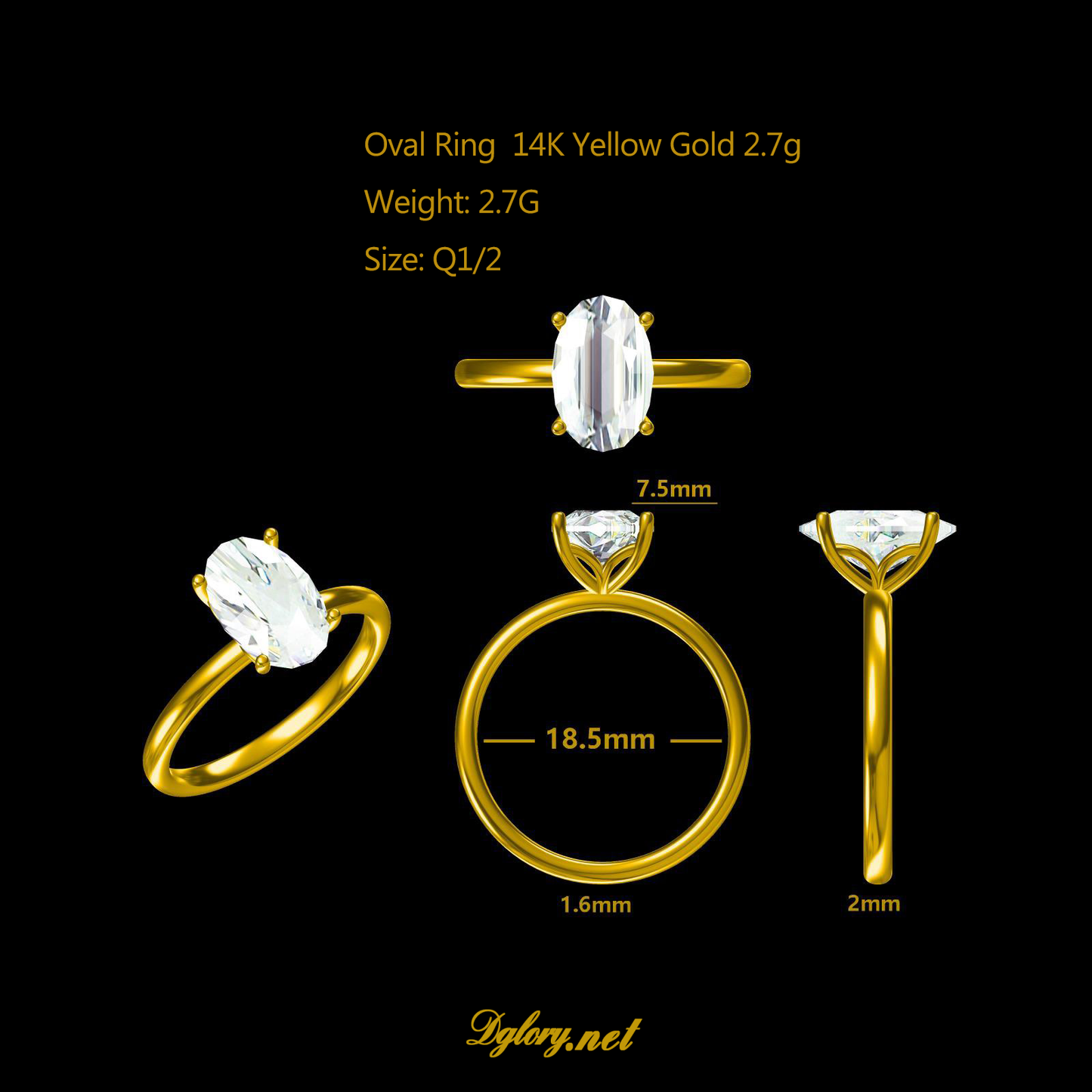 3CT Oval Lab-Grown Diamond Ring with Petal Setting in 14K Gold   (OVX 0012)