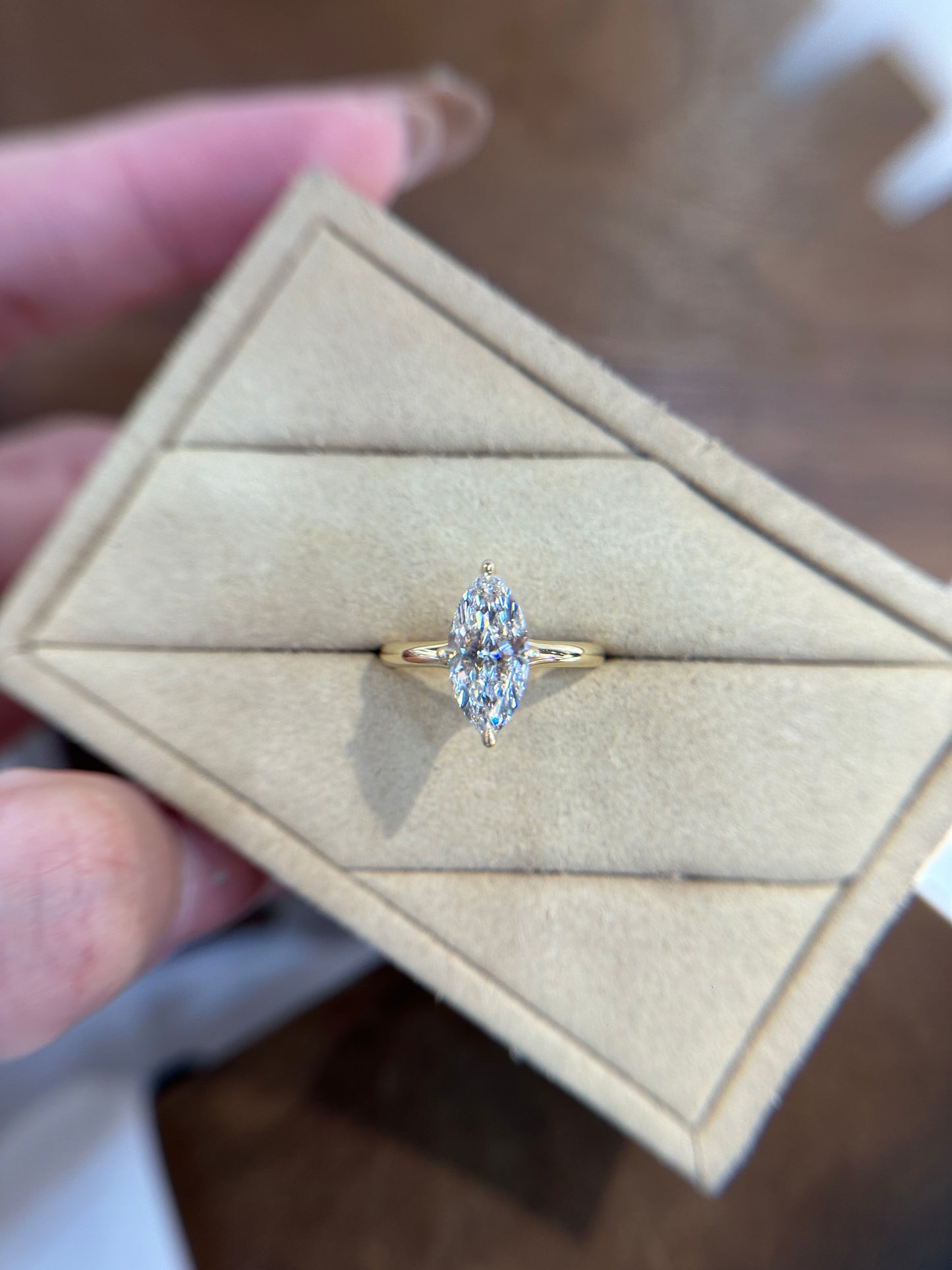 lis Tiktoklivestream 18K Yellow Gold plain band 2ct hidden halo Solitaire Marquise Diamond E VS1 size 6