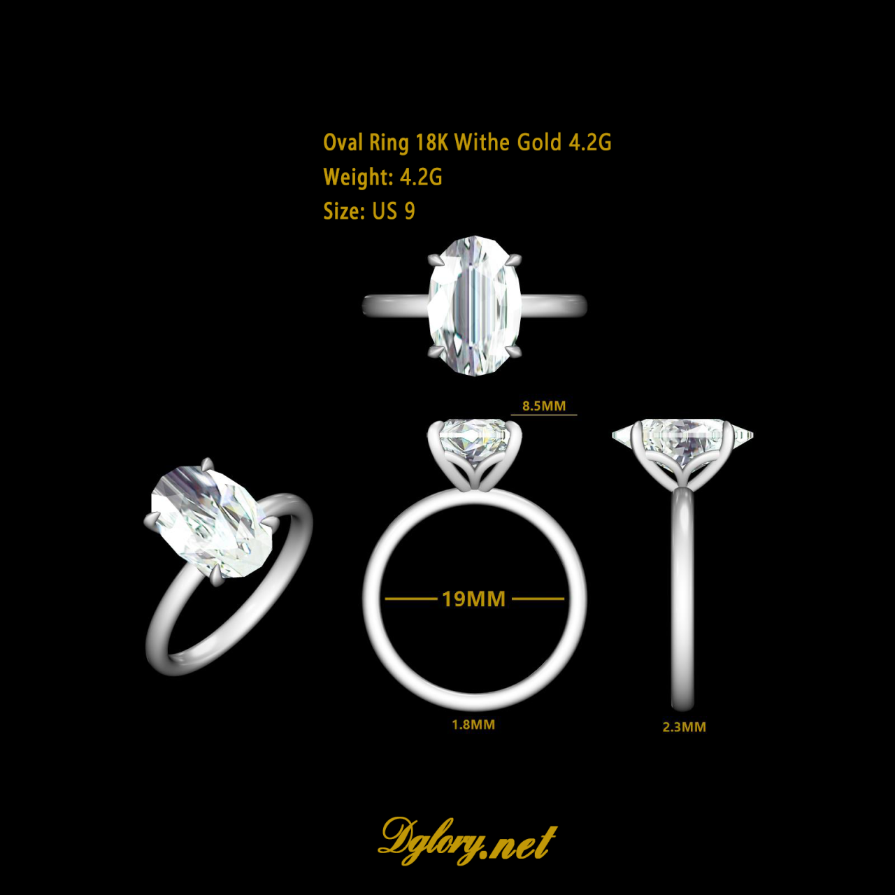 5CT Oval Lab-Grown Diamond Ring with Petal Setting in 18K Gold   (OVX 0011)