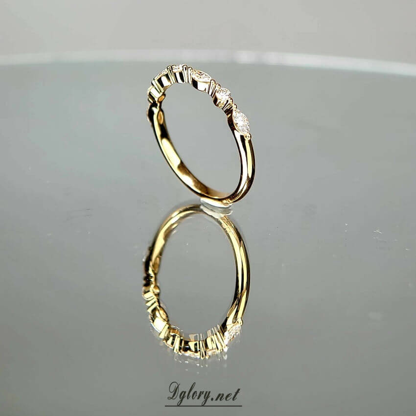 Solid 14K Yellow Gold 0.36TCW EF VS Lab Grown Created Diamond Band For Her,Marquise Anniversary Gift for Wife, Women Band,Wedding Ring Band
