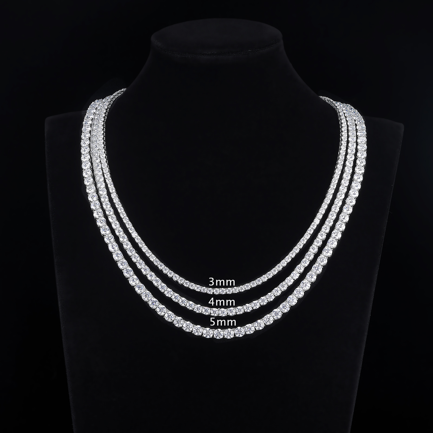Moissanite Necklace D VVS1 Tennis Chain Choker 3mm 4mm 5mm 925 Sterling Silver 16 inch18 inch,20 inch, 22 inch,24 inch Passes Diamond Tester