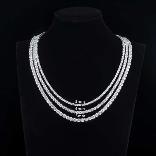 Moissanite Necklace D VVS1 Tennis Chain Choker 3mm 4mm 5mm 925 Sterling Silver 16 inch18 inch,20 inch, 22 inch,24 inch Passes Diamond Tester