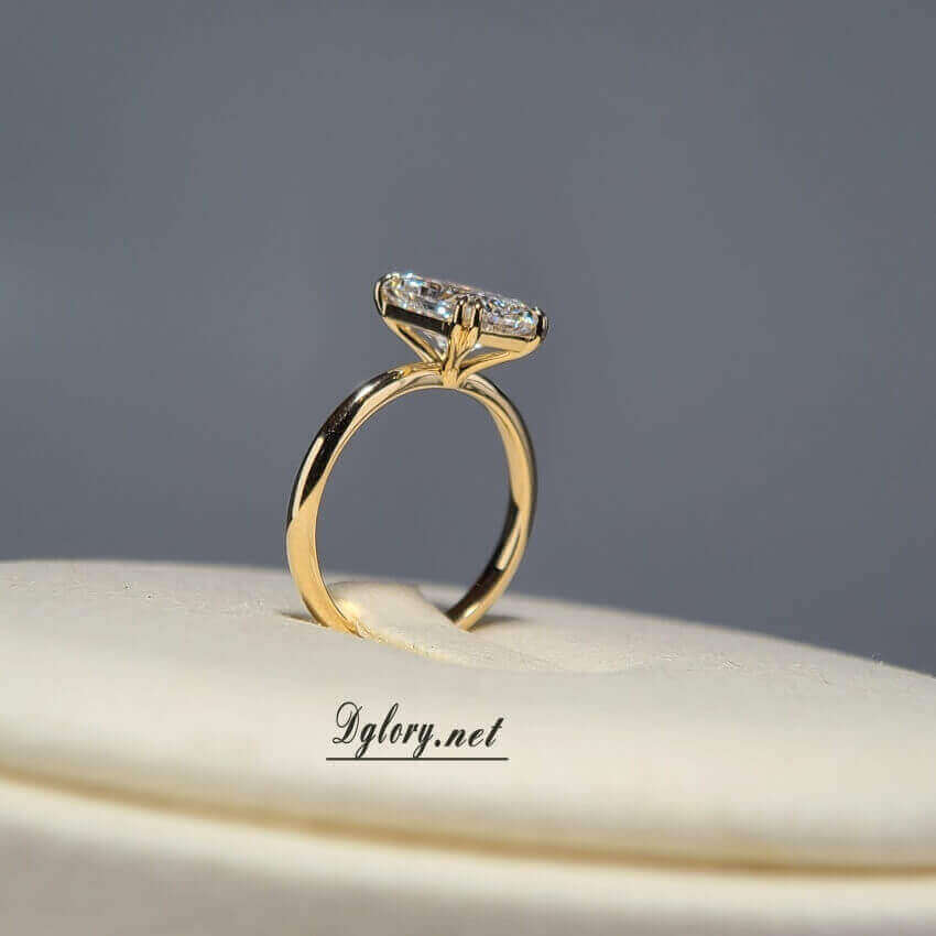 Lab Grown Diamond Ring,14K Gold 2.5 CT, F VVS2, Radiant Cut Lab Diamond Engagement Ring,IGI Certified, Double Claws Separate, Plain Setting (ST 0002)