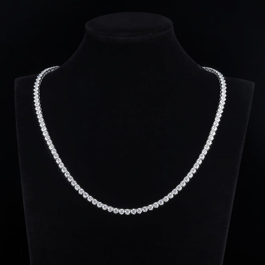 4mm 3-Prong Moissanite Necklace D VVS1 Tennis Chain Choker 4mm 925 Sterling Silver 16''18''20" 22"24 inch, Prong Set, Passes Diamond Tester