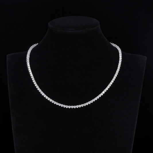 3mm 3-Prong Moissanite Necklace D VVS1 Tennis Chain Choker S925 Sterling Silver 16''18''20 inch, 22 inch, Prong Set, Passes Diamond Tester