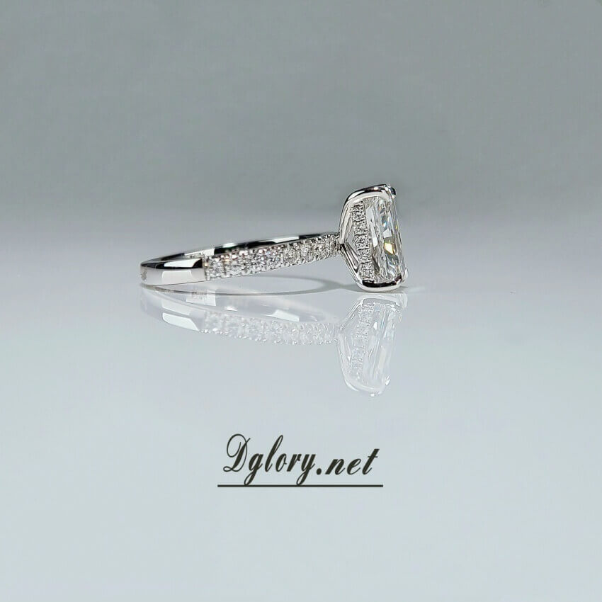Lab Grown Diamond Ring , 2 CT , E VS1, Radiant Cut Lab Diamond Engagement Ring , Lab Created Diamond Ring IGI Certified , Hidden Halo (ST 0001)