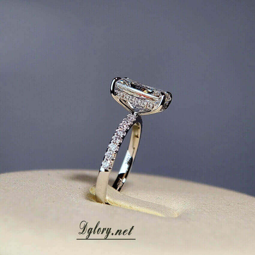 Lab Grown Diamond Engagement Ring, 14K White Gold, 4 CT, F VS1, Radiant Cut, IGI , Lab Created Radiant Ring, Engagement, Side Hidden Halo (ST 0005)