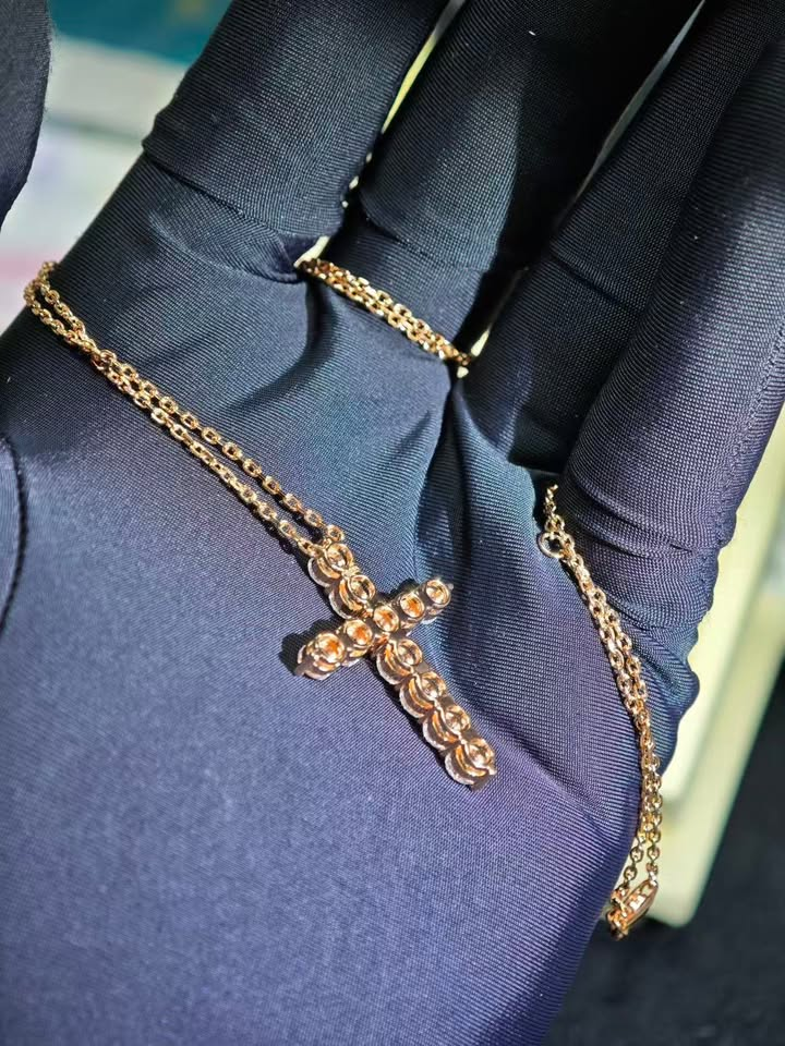 Cross Necklace Choker Solid 14K Gold Lab Grown Diamond necklace Choker chain (NK 1120) (Copy)