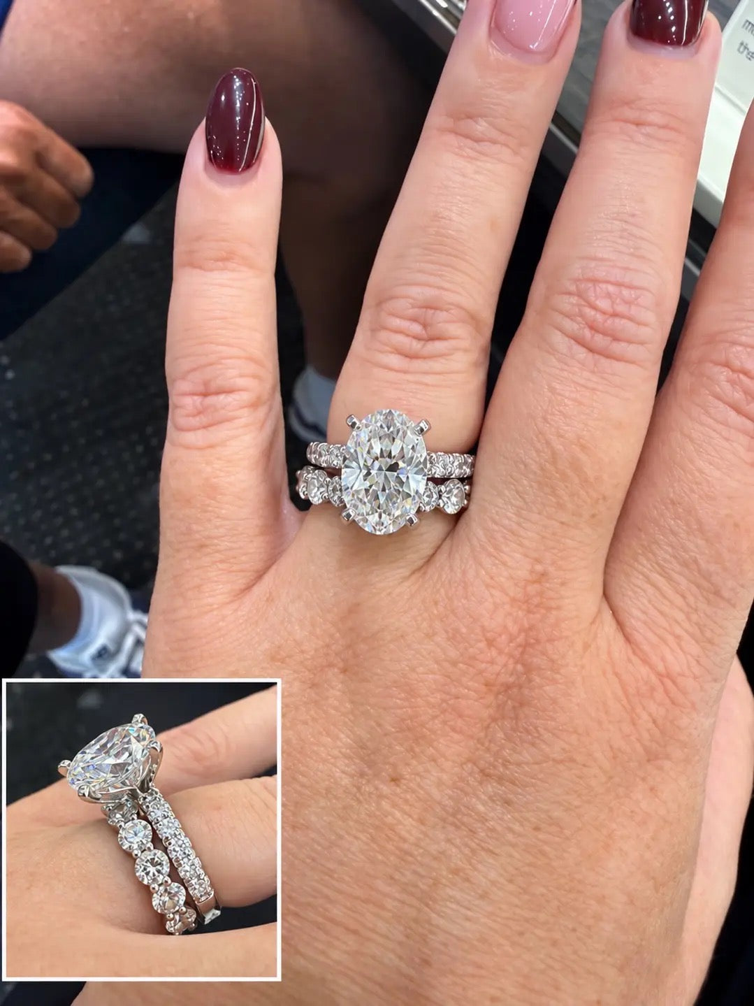 MER deposit link TIKTOK LIVESTREAM solid 14K White gold 4 CARATS Oval E color VS1 with IGI certificate 4-prong paved band same as picture size 7