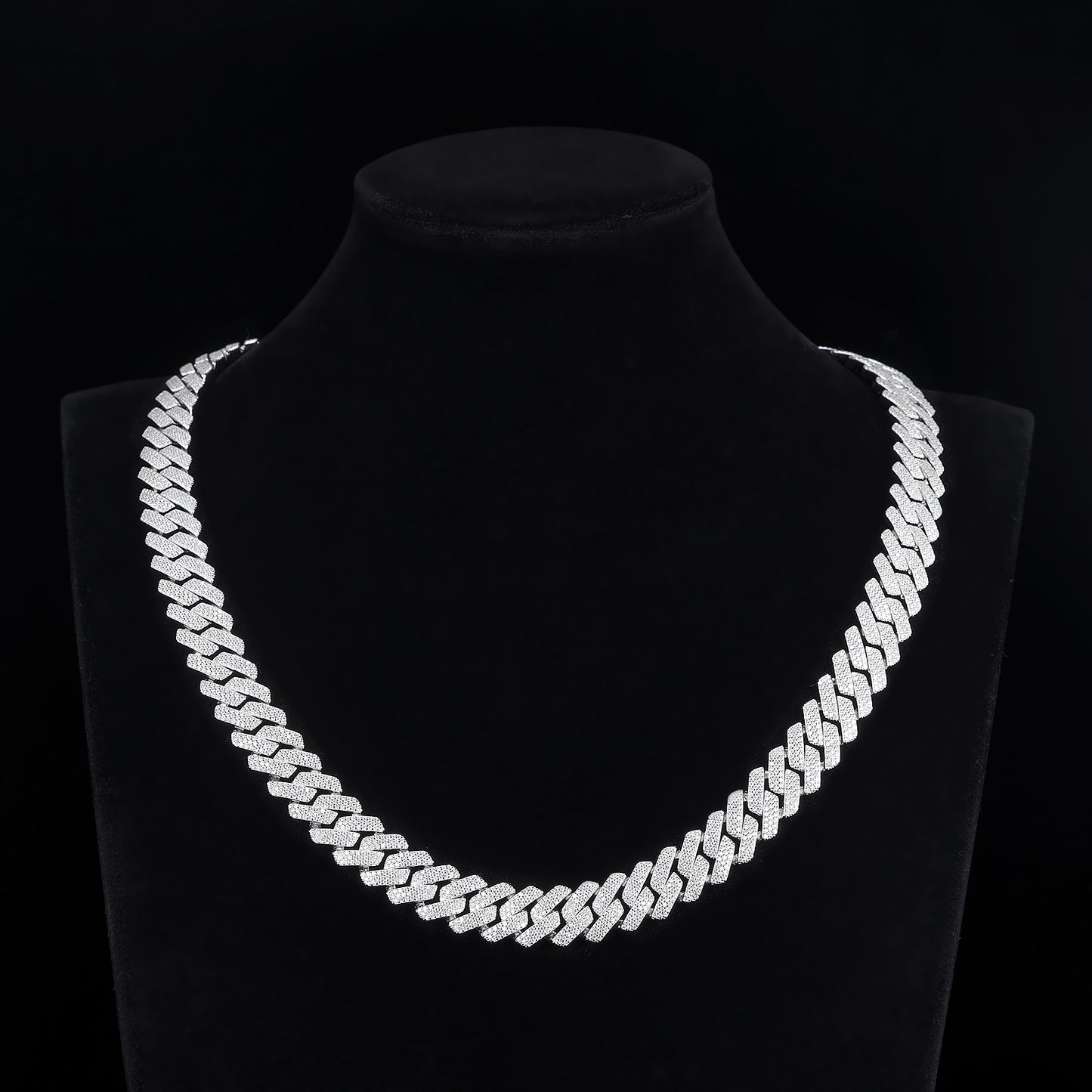 MOISSANITE 3-row Chain Prong 12mm Rounded Prong Cuban Link Chain Silver 925 Sterling Silver Chain CustomLengths PASSES DIAMOND Tester