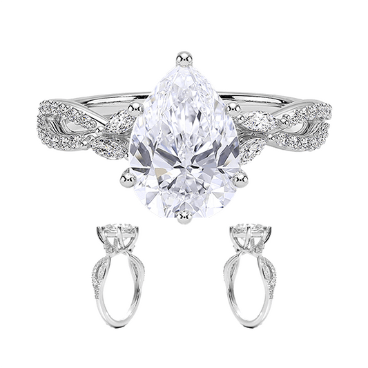 Luxe Willow Twisted Band 6 Prongs 2.5ct E VVS2 Pear Cut Water Drop Lab Diamond Engagement Ring  (PE 6122)