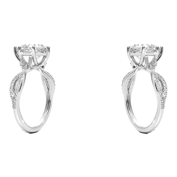 Luxe Willow Twisted Band 6 Prongs 2.5ct E VVS2 Pear Cut Water Drop Lab Diamond Engagement Ring  (PE 6122)