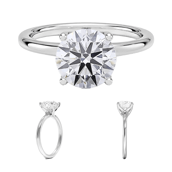 Classic 14k 2ct E VVS2 four prongs Solitaire Round Brilliant Cut Plain Engagement Ring 4 prong Lab Diamond (RD 1125)
