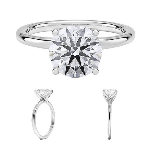 Classic 14k 2ct E VVS2 four prongs Solitaire Round Brilliant Cut Plain Engagement Ring 4 prong Lab Diamond (RD 1125)