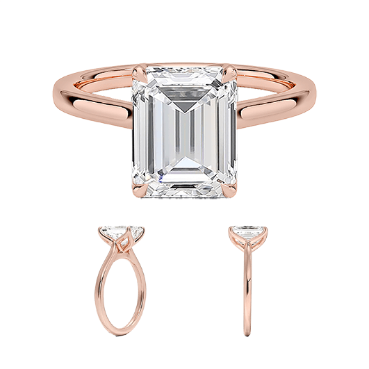 Classic Cathedral Solitaire 14K 2ct E VVS2 Emerald cut Engagement Ring Lab Diamond (EM 4119)