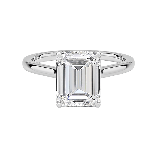Classic Cathedral Solitaire 14K 2ct E VVS2 Emerald cut Engagement Ring Lab Diamond (EM 4119)