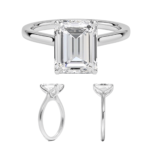 Classic Cathedral Solitaire 14K 2ct E VVS2 Emerald cut Engagement Ring Lab Diamond (EM 4119)
