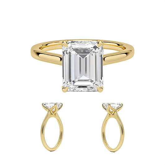 Classic Cathedral Solitaire 14K 2ct E VVS2 Emerald cut Engagement Ring Lab Diamond (EM 4119)