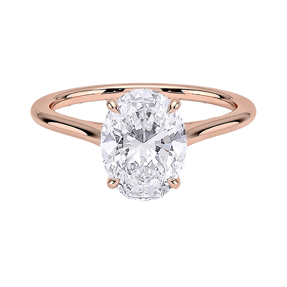 Classic Dawn Four-Prong 14k 3ct E VVS2  Solitaire Oval Cut Lab Diamond Engagement Ring  (OV 3118)