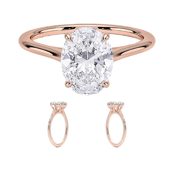 Classic Dawn Four-Prong 14k 3ct E VVS2  Solitaire Oval Cut Lab Diamond Engagement Ring  (OV 3118)