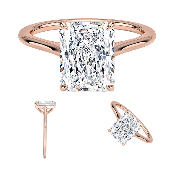 Classic Dawn Four-Prong 14k 3ct E VVS2  Solitaire Radiant Cut Lab Diamond Engagement Ring  (RA 2120)