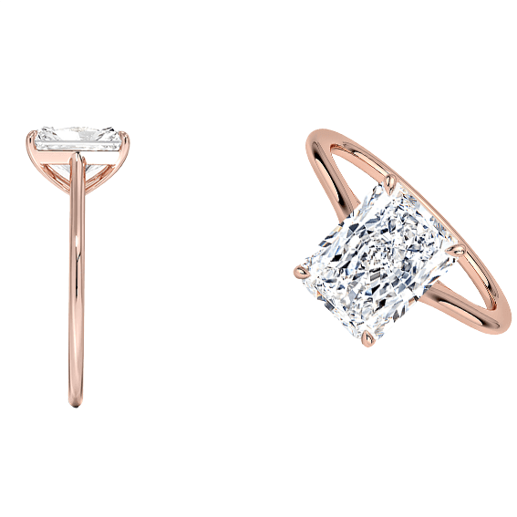 Classic Dawn Four-Prong 14k 3ct E VVS2  Solitaire Radiant Cut Lab Diamond Engagement Ring  (RA 2120)