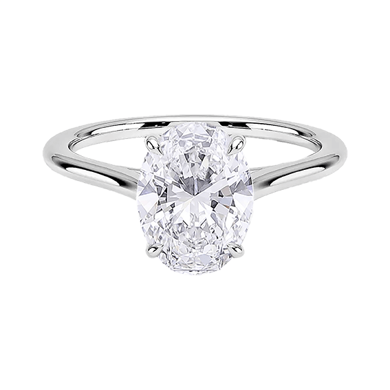 Classic Dawn Four-Prong 14k 3ct E VVS2  Solitaire Oval Cut Lab Diamond Engagement Ring  (OV 3118)