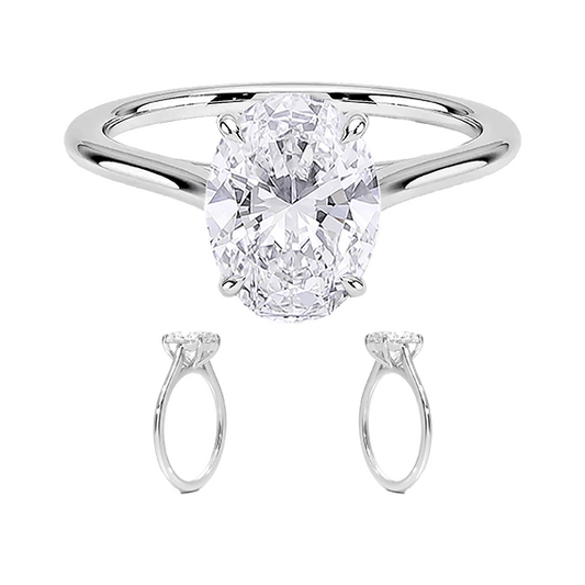 Classic Dawn Four-Prong 14k 3ct E VVS2  Solitaire Oval Cut Lab Diamond Engagement Ring  (OV 3118)