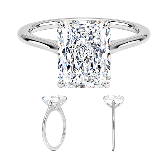 Classic Dawn Four-Prong 14k 3ct E VVS2  Solitaire Radiant Cut Lab Diamond Engagement Ring  (RA 2120)