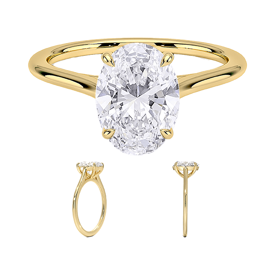 Classic Dawn Four-Prong 14k 3ct E VVS2  Solitaire Oval Cut Lab Diamond Engagement Ring  (OV 3118)