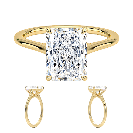 Classic Dawn Four-Prong 14k 3ct E VVS2  Solitaire Radiant Cut Lab Diamond Engagement Ring  (RA 2120)