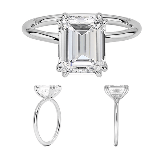 Double claws prong 14K 2.5ct  E VVS2 Emerald  Lab Diamond Engagement Ring (EM 4118)